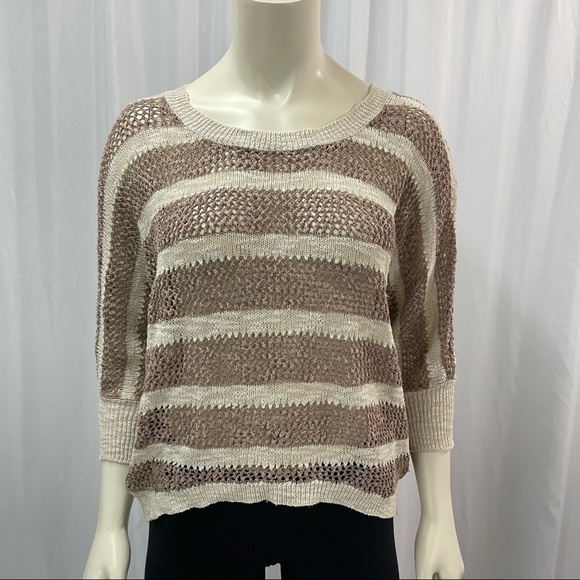 Anthropologie Shrinking Violet Oversized Open Knit Half Sleeve Top Size Small - Picture 1 of 7